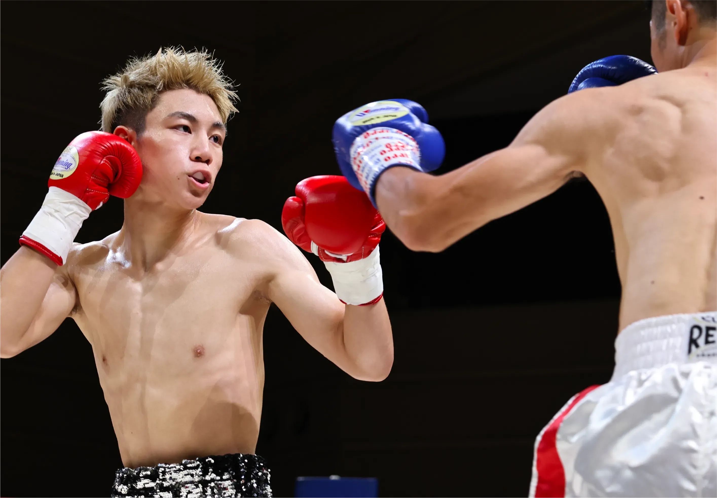 リング上でスパーリングをする2人の選手